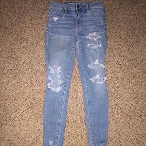 high rise american eagle outfitters ripped jeans